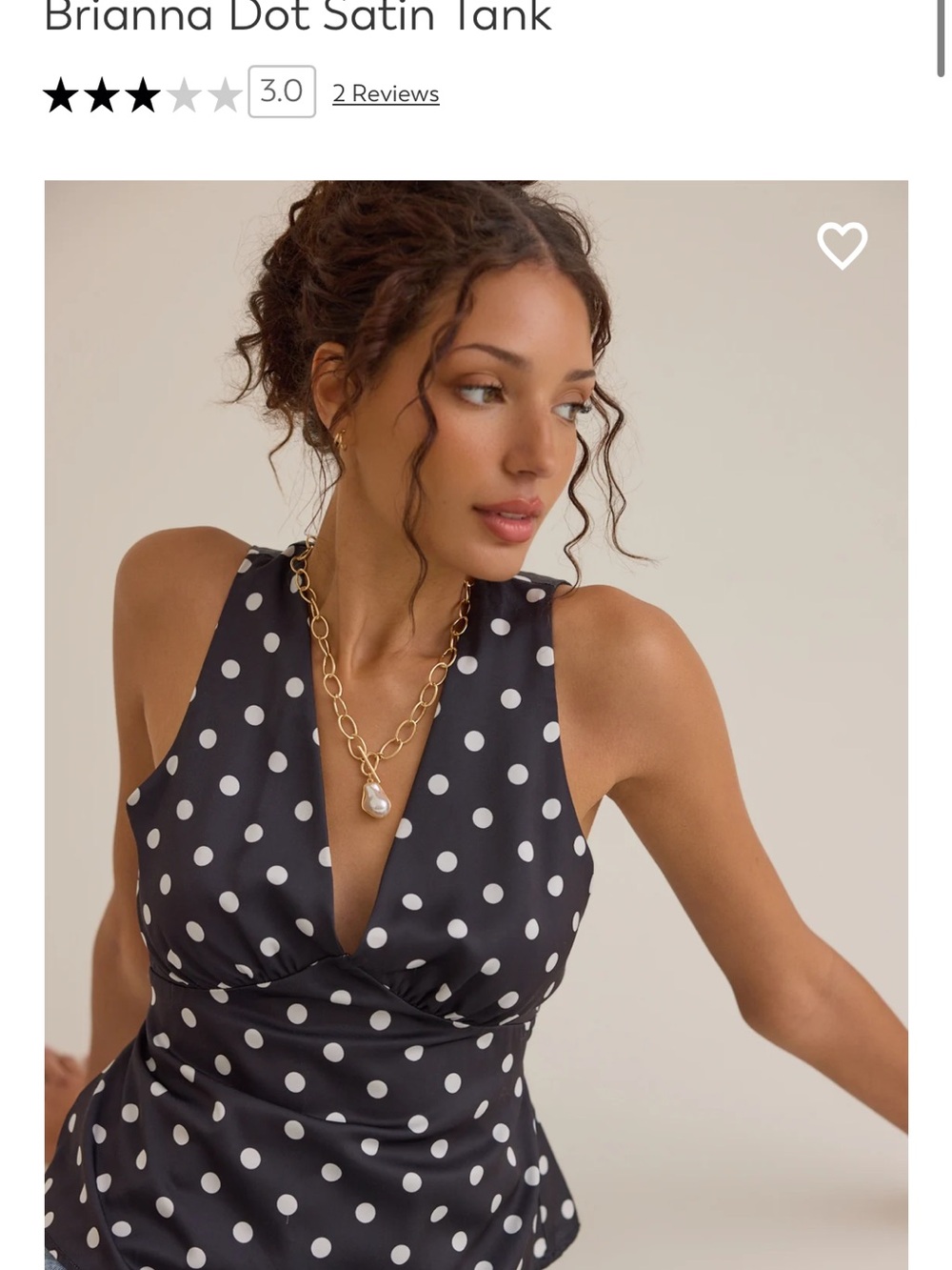Altar'd State Black Satin Polka Dot Tank